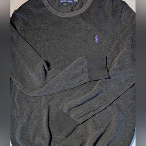 Ralph Lauren Puma Polo Cotton Sweater Men's Medium Lightweight Charcoal Gray